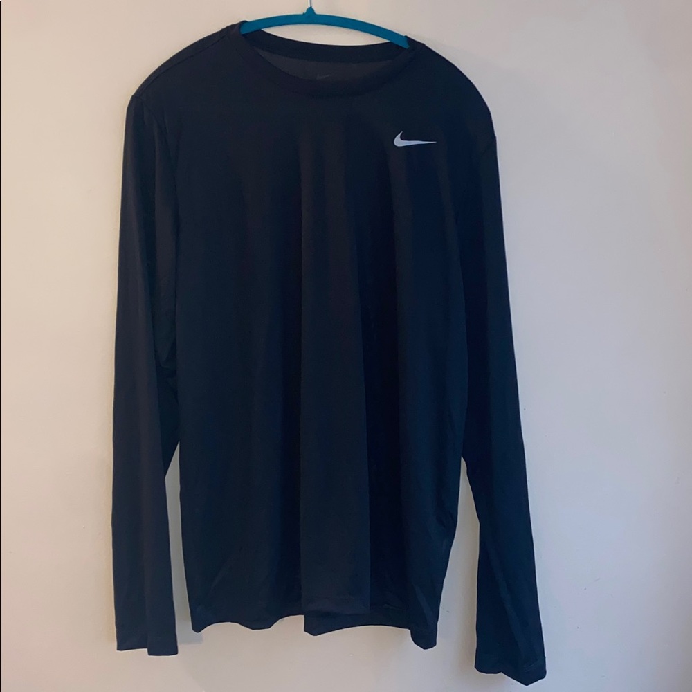Nike Black Long Sleeve Tee with White Logo